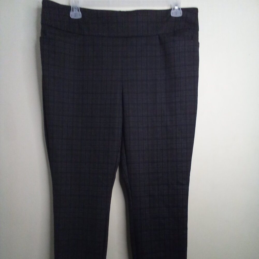 Dalia Pants Women XL Straight Leg Classic Plaid Gray Tan